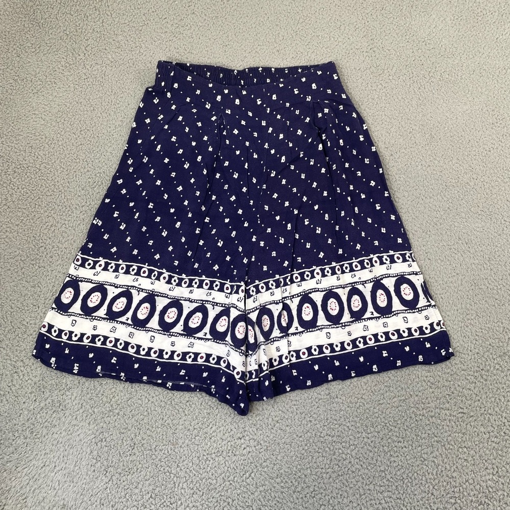 Vintage Fritzi California High Waist Shorts Women L Navy Wide Leg Boho 90s